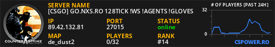[CSGO] GO.NXS.RO 128TICK !WS !AGENTS !GLOVES